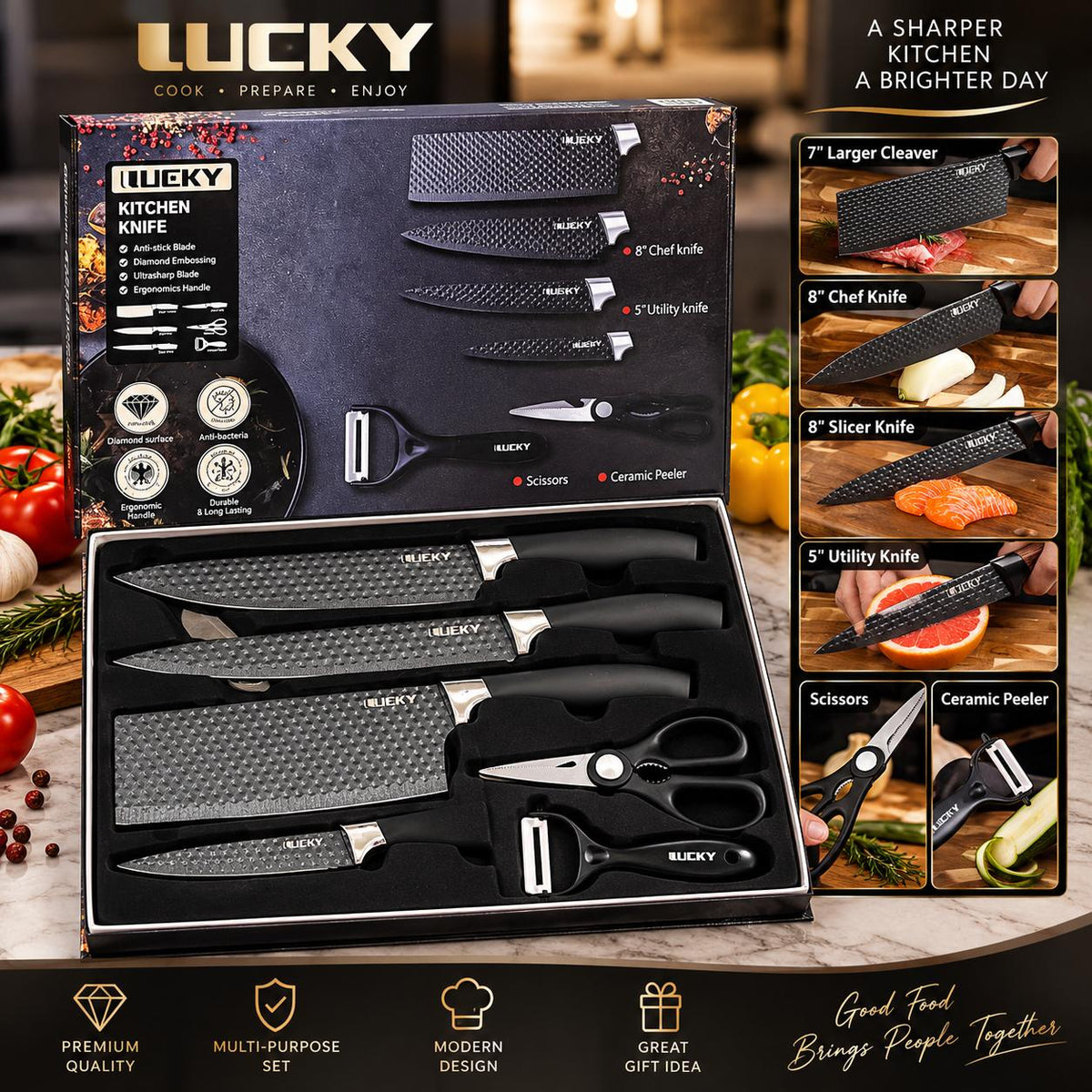 Juego de 6 Cuchillos de Cocina Lucky – LK-MS10