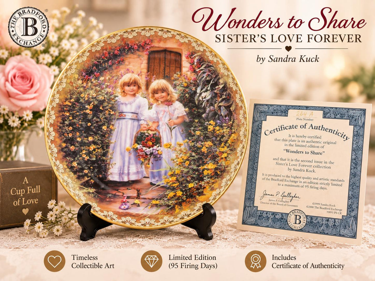 Plato de Colección “Wonders to Share” – Sandra Kuck – Sister’s Love Forever – Bradford Exchange – Edición Limitada con Certificado