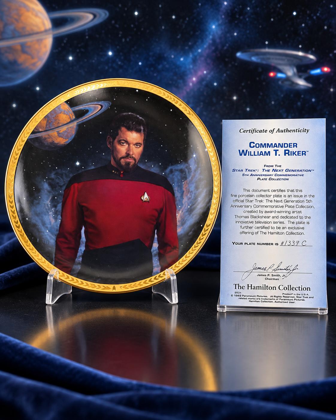 Plato de Colección Comandante William T. Riker – Star Trek: The Next Generation, 5.º Aniversario