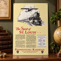 Letrero de Metal Estilo Vintage Pennsylvania Railroad “The Spirit of St. Louis” – 17 x 11
