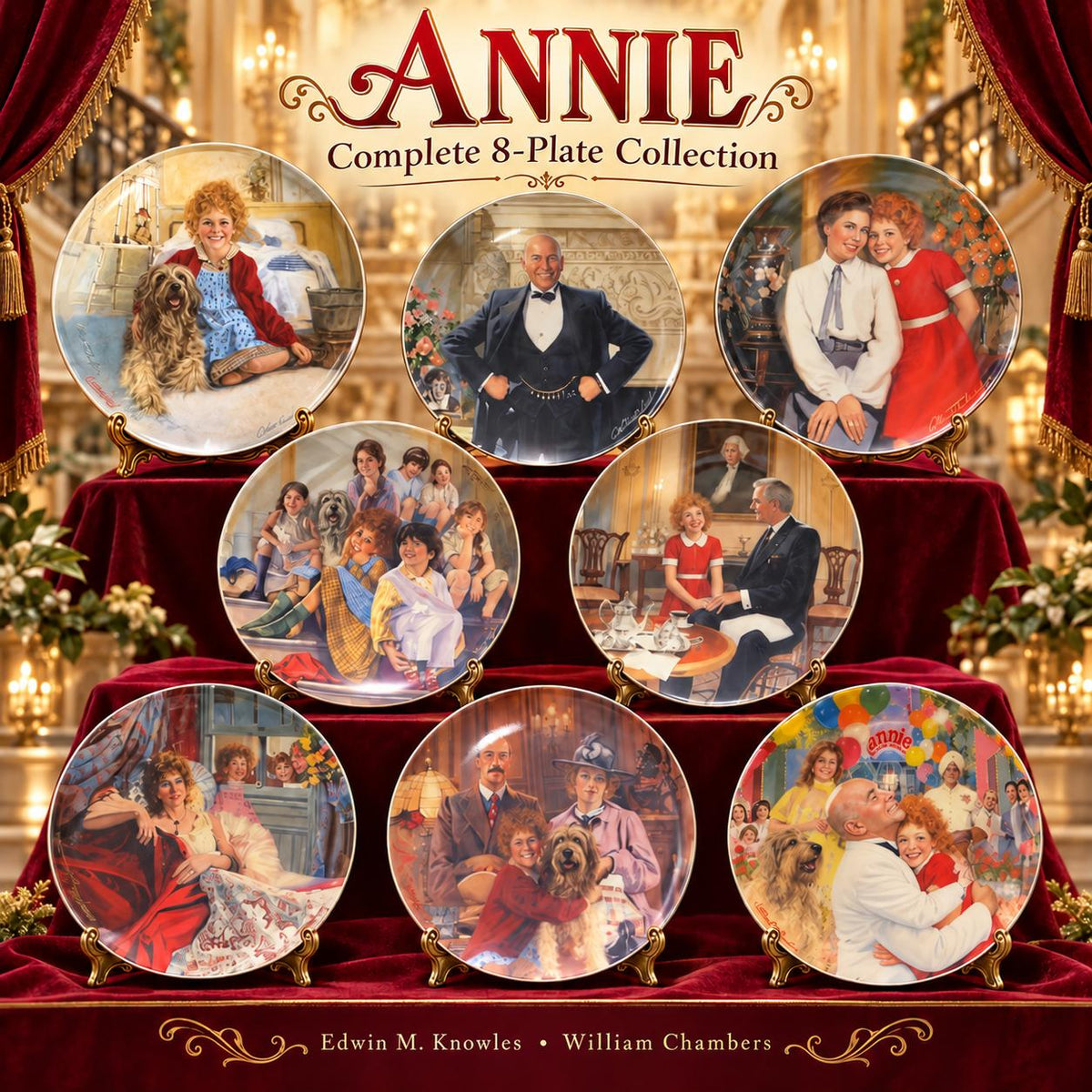 ANNIE – Set Completo de 8 Platos de Colección Knowles – Con Cajas Originales, Certificados y Folletos