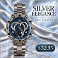 Reloj ZHOWE para Hombre con Brazalete Plateado – Esfera Azul Marino con Diseño de Círculos