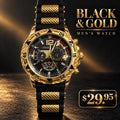 Reloj para Hombre Negro y Dorado – Correa con Textura