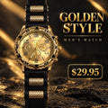 Reloj para Hombre con Esfera Dorada – Correa Negra con Textura