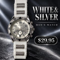 Reloj Geneva para Hombre Blanco y Plateado – Correa con Textura