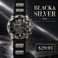 Reloj para Hombre Negro y Plateado – Correa con Textura