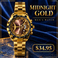 Reloj para Hombre con Brazalete Dorado – Esfera Café Cobrizo