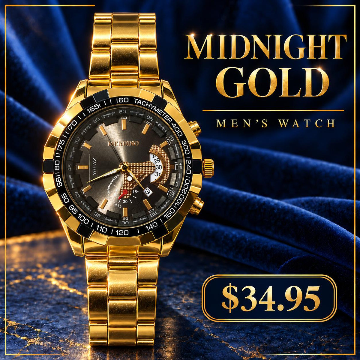Reloj para Hombre con Brazalete Dorado – Esfera Gris Carbón