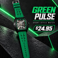 Reloj Deportivo para Hombre Verde – Caja Negra y Esfera Detallada