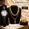 Timeless Edge – Set de Reloj Clásico y Joyería, 4 Piezas