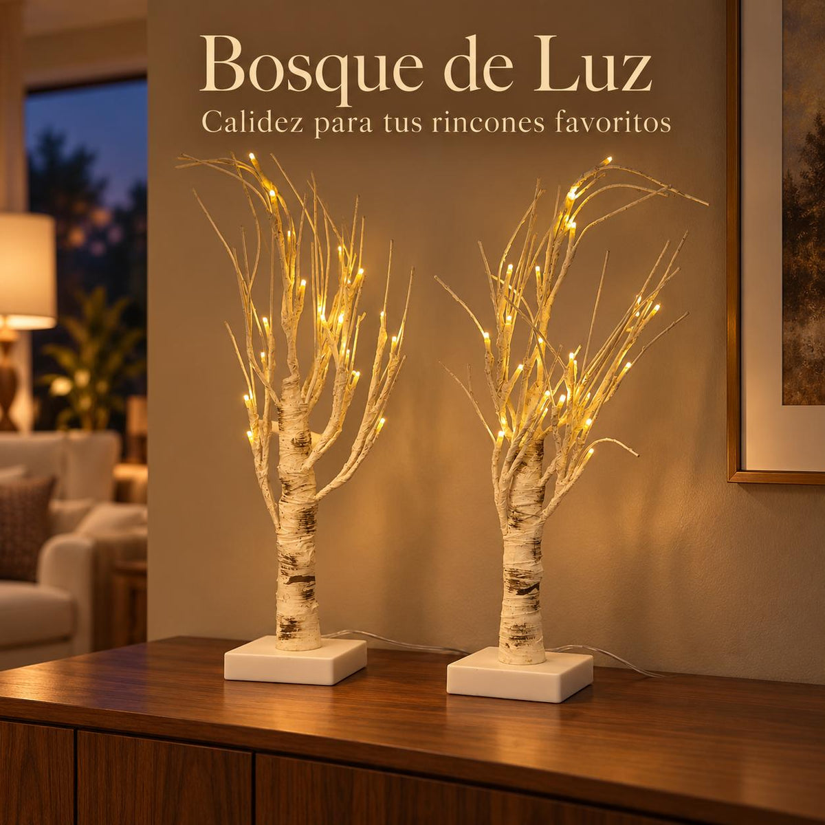 Bosque de Luz — Set de 2 árboles decorativos iluminados de 20 pulgadas