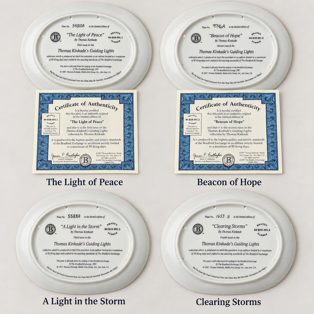 Thomas Kinkade Guiding Lights – Set de Platos de Colección, Primeras Cuatro Ediciones
