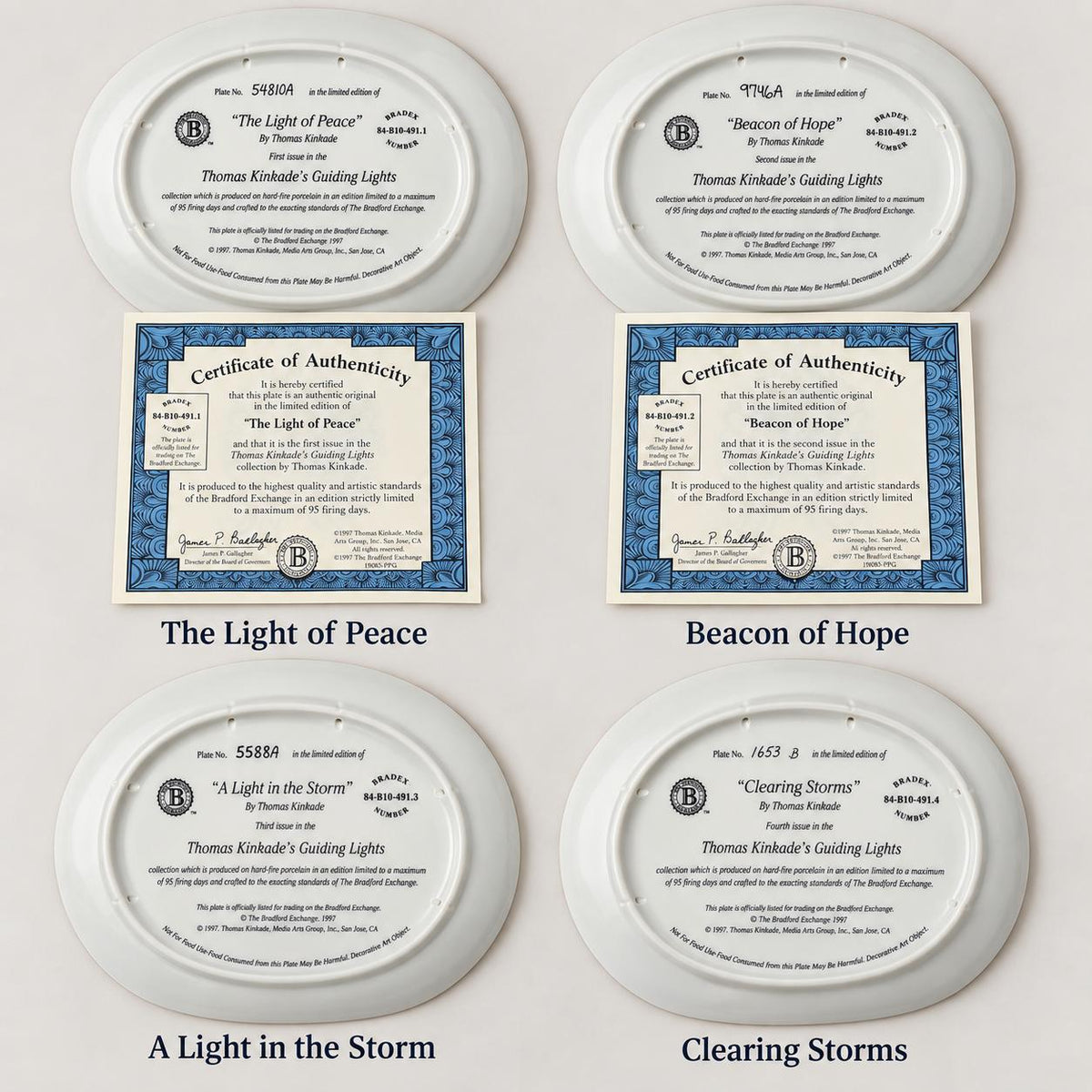 Thomas Kinkade Guiding Lights – Set de Platos de Colección, Primeras Cuatro Ediciones