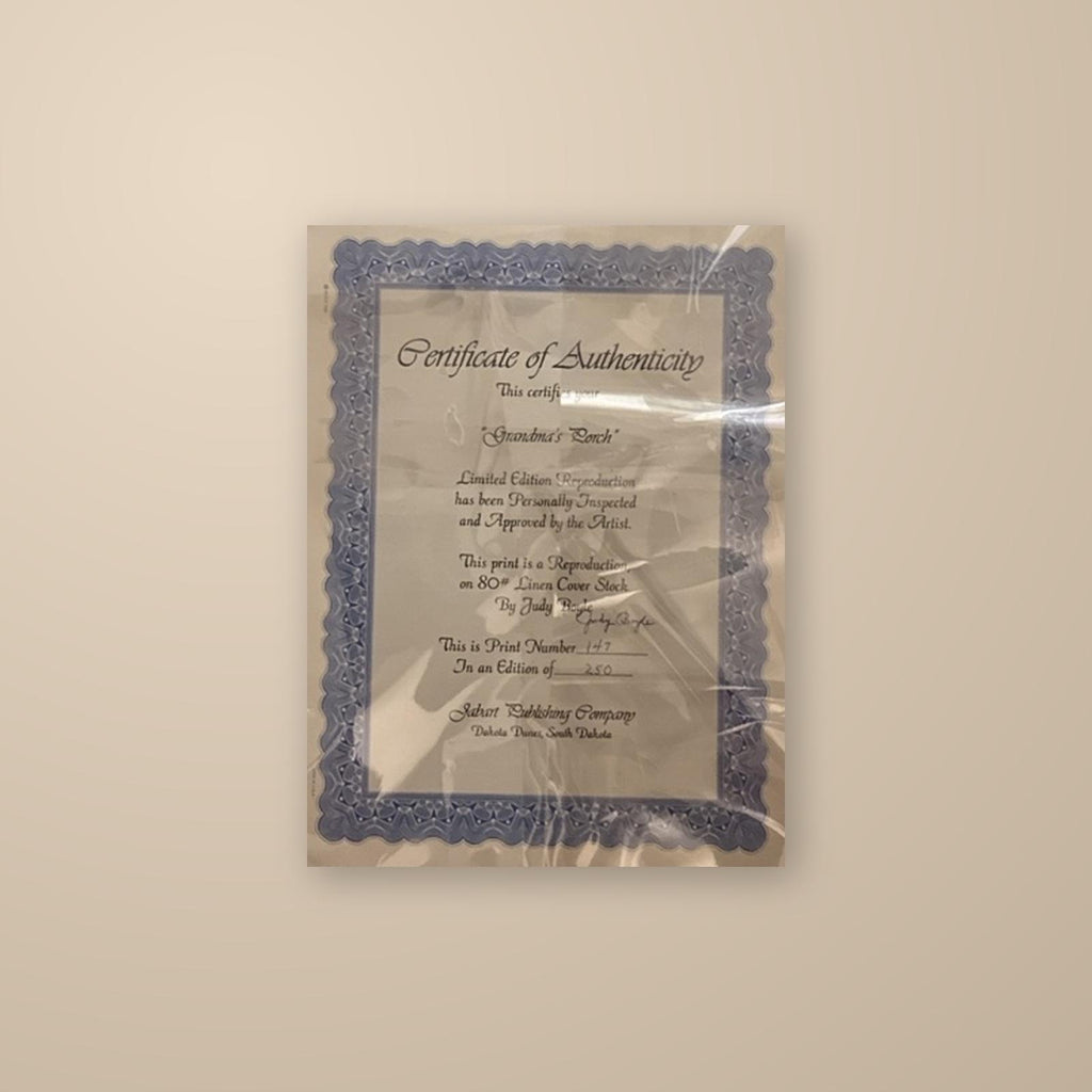 Grandma’s Porch de Judy Boyle – Lámina firmada y numerada 147/250 con certificado de autenticidad