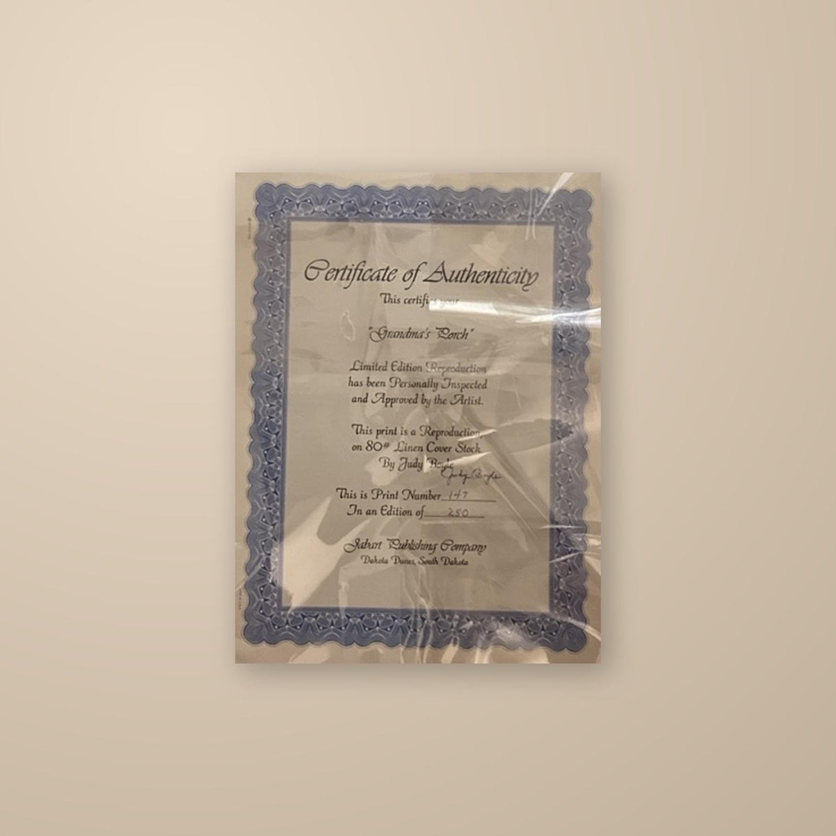 Grandma’s Porch de Judy Boyle – Lámina firmada y numerada 147/250 con certificado de autenticidad
